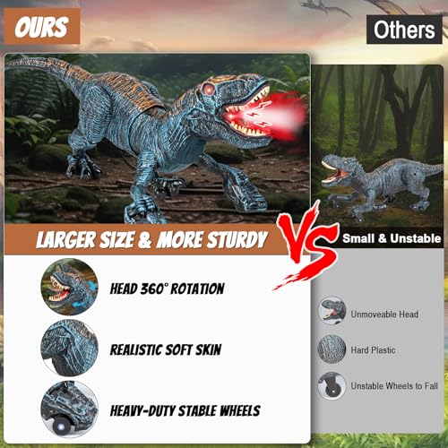 Lozadia Remote Control Dinosaur Toys for Kids 3-5 5-7 8-12 yr, Large T-Rex Dinosaur Toys with 360° Swaying Head, Mist Spray & Roar, Realistic Walking Robot Dino Toy, Best Birthday Gifts for Boys Girls by Lozadia - Image 3