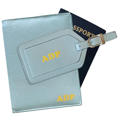 Deluxe-Personalized-Monogrammed-Chambray-Leather-RFID-Passport-Wallet-and-Luggage-Tag Deluxe Personalized Monogrammed Chambray Leather RFID Passport Wallet and Luggage Tag - Image 1
