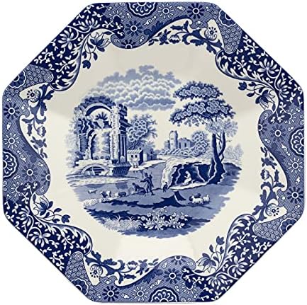 Spode Blue Italian Octagonal Platter | 14 Inch Large Serving Tray for Meats, Cheeses, and Desserts | Made of Fine Porcelain | Dishwasher and Microwave Safe