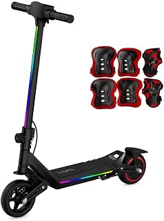 U8 Kinder E-Scooter in 16 km/h,12 km Reichweite,3 Geschwindigkeitsstufen Zero-Start,Elektronische Bremse,Doppelte Federung,6,5 Zoll Reifen,Klappbar & LED-Beleuchtung,Für Kinder ab 6 Jahren,VierFarben