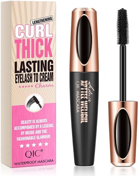 4D Silk Fiber Eyelash Mascara Black, Volume and Length Waterproof Mascara Long-Lasting, Dramatic Extension, Curling Thick Makeup,Gift for Girls Women