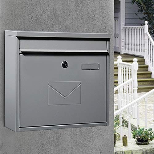 HBJWOV Retro Classic Rainproof Villas Mailbox Outdoor Lockable Wall-Mount Newspaper Boxes Secure Letterbox Garden Post Box(E)