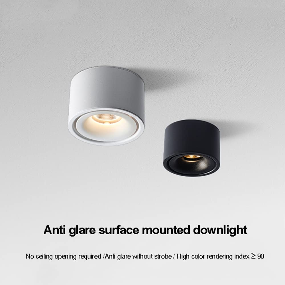 Zestaw Reflektorów Cob Montowanych Na Powierzchni Z 9 Listwami Baffle - 3-Calowy Cylinder Downlight - 5 W/7 W/12 W Okrągły Aluminiowy Sufitowy Downlight - Led Wewnętrzny Sufitowy RBlack-12w-6000K