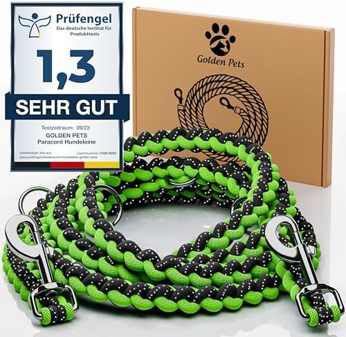 Testnote: Sehr gut - Hundeleine reflektierend I 2m, verstellbar, wetterfest & reißfest bis 250 kg I Paracord Führleine, Umhängeleine I kleine - große Hunde