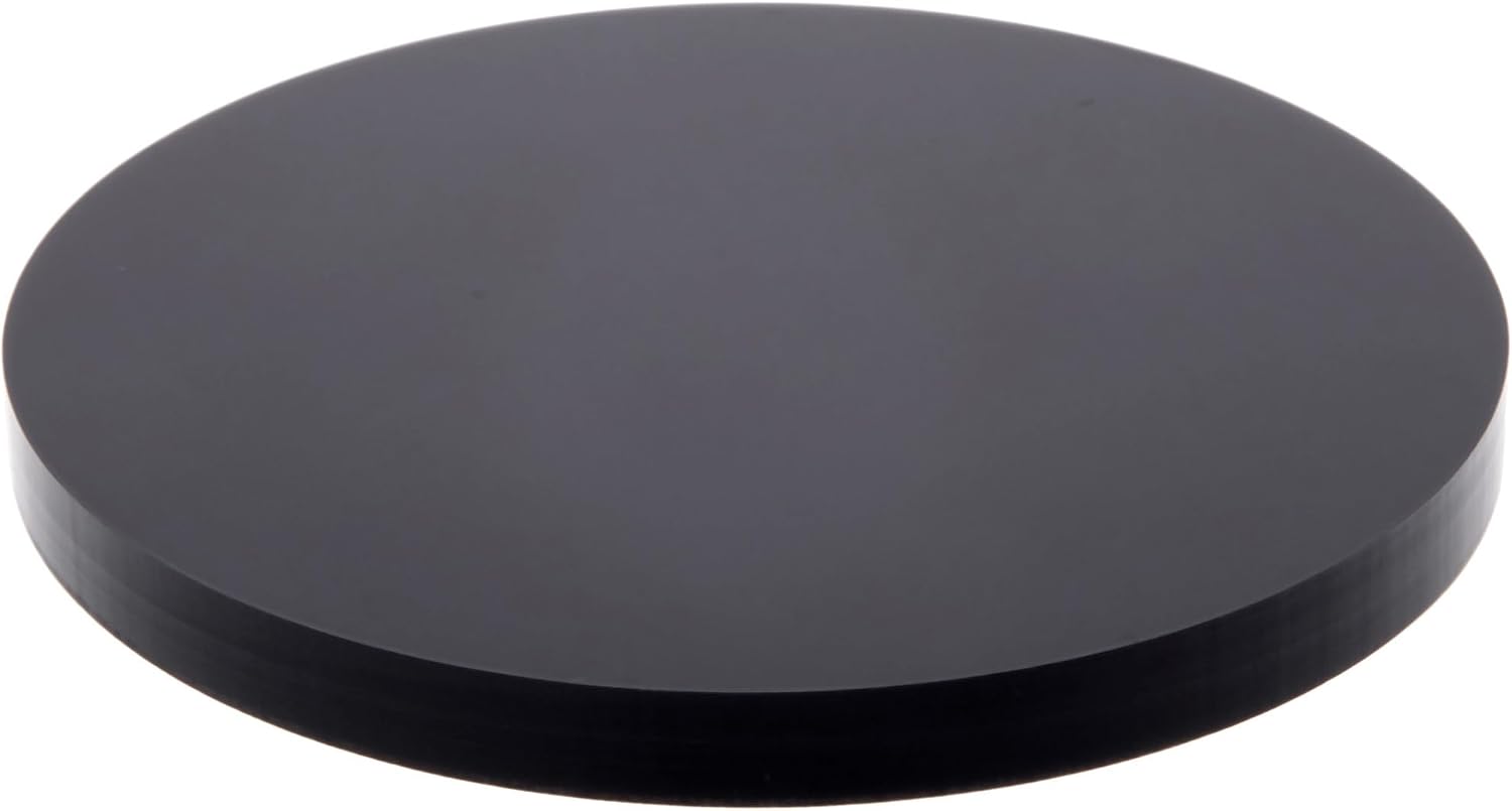 Plymor Black Acrylic Round Standard-Edge Display Base, 8" W x 8" D x 0.375" H
