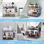 LEMIKKLE Countertop Organizer for Bathroom Counter, The Organizer for Bedroom, Spice Rack Organizer for Kitchen Counter Shelf with Small Basket(Black) - Image 5