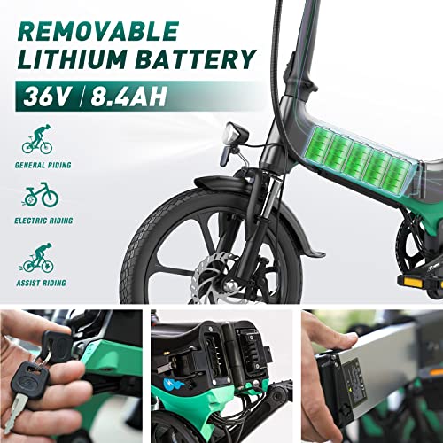 HITWAY Electric Bike for Adults,500W/36V/8.4Ah Ebike with Removable Battery,16 Inch Folding Electric Bicycles,15.5MPH/35-70KM,3 Riding Modes,IP54