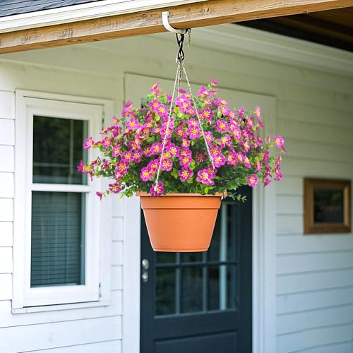 Grunyia Outdoor Artificial Flowers UV Resistant & Fade Proof, 12 Pack Realistic Fake Flowers for Garden, Patio, Lawn Decor - Weatherproof Plastic Plants (Magenta) - Image 4