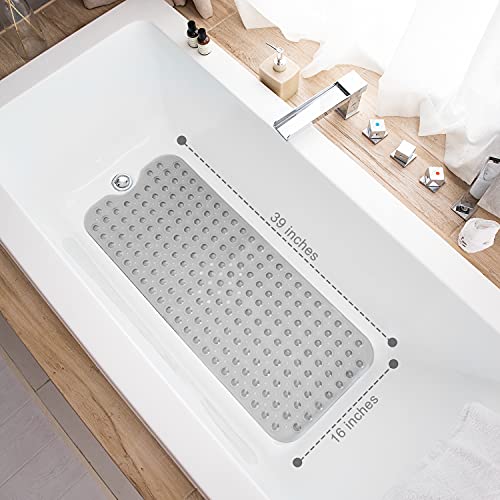 TEESHLY Bathtub Mats for Shower Tub Extra Long Non-Slip Bath Mat, Shower Mat with Drain Holes and Suction Cups - Image 4