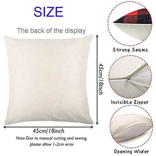 Christmas Pillow Covers, Plaid Linen Cushion Decorative Throw Pillow Covers Square Pillowcase, Christmas Scottish Tartan 1818 Inches Xmas Pillow Cases Decorations For Home Office Living Room #TOP1