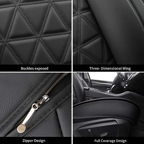 Yuhcs Full Set Car Seat Covers - Faux Leather Non-Slip Vehicle Cushion Cover, Waterproof Car Seat Protectors Automotive Interior Accessories For Most Suv Cars Pickup Truck Black #TOP3