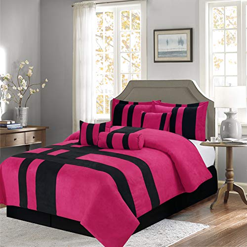 Empire Home Fashi Homey Comforter Set + Sheet Set - Luxury Faux Suede Comforter - 11 Piece Set (Pink Stripes, Queen) #TOP1