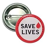 Blood donation pinback buttons - National blood donor month, save lives - small, 1.25 inch buttons - pack of 12 pins