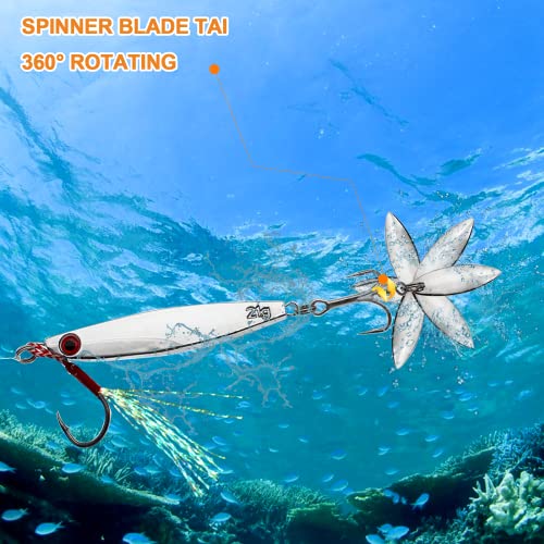 Ghanneey 5Pcs Fishing Hooks Fishing Metal Jigs Spoon With Treble Hook And Spinner Blade For Trout And Bass Freshwater Or Saltwater #TOP5