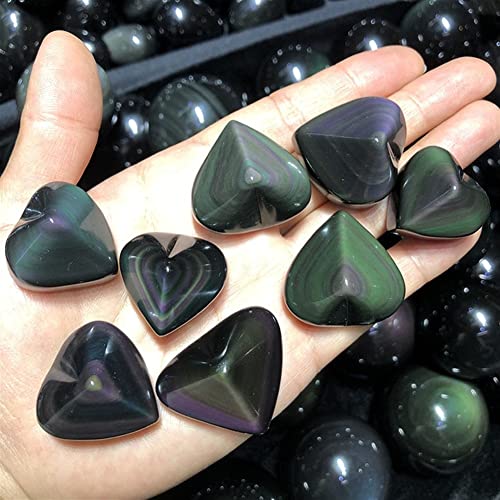 Pendentif obsidienne arc-en-ciel cœur en pierre de cristal naturel - 3