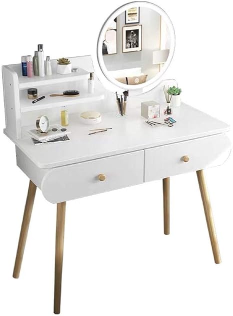 Amazon Hicyドレッサー 化粧台 収納 鏡面仕上げ 組立式 椅子なし ホワイト 鏡台 ドレッサー オンライン通販