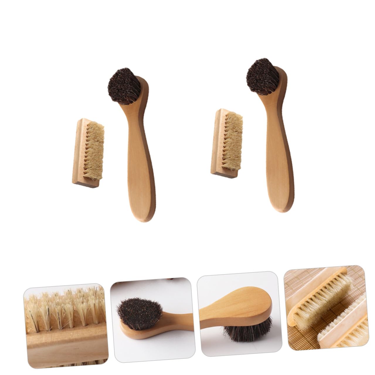 4Pcs Wooden Pig Bristles Nail Cleaning Brush for Fingertips