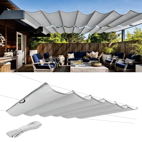 Voile d'ombrage vague rétractable imperméable anti-UV pour extérieur - 2