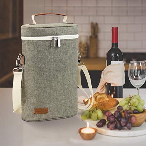 image for ZORMY 2 Bottle Insulated Wine Carrier Bag for Travel, Wine Carrier Tot
