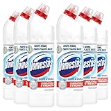 Domestos Thick Bleach White and Sparkle Multi-Purpose Disinfectant Anti-Bacterial Surface Cleaner Gel Limescale Remover for Toilet, Bathroom and Kitchen, 750ml (Buy 6)