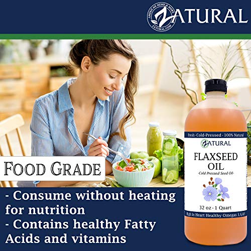 Flaxseed Oil - 100% Pure Flax Seed Oil - 0 Additives - 0 Fillers - Cold Pressed - Unrefined (8 Ounce) - Thumbnail 2