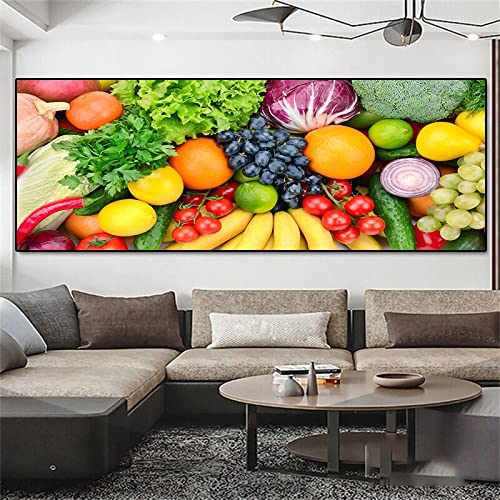 Peinture sur toile légumes KEBIA 45x130cm déco cuisine sans cadre