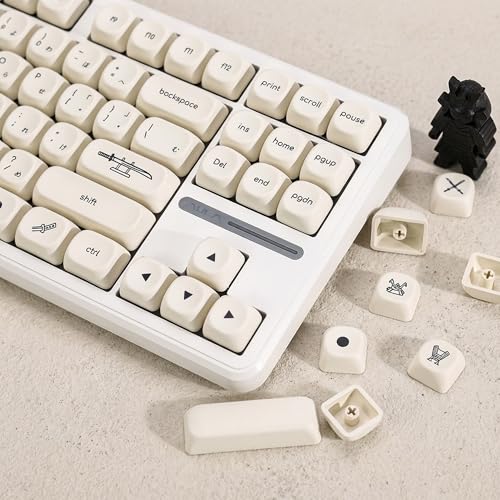 キーキャップPBT白丸型、MOAプロファイル、Cherry MX互換日本語文字US英語配列メカニカルキーボード用キャップ 137キーキートップセット