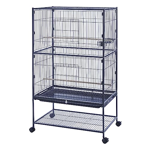 Panana käfig Vogelkäfig für wellensittich Papagei nymphensittiche,Nagerkäfig Chinchilla Kakadu Zuchtkäfig (79 x 51,8 x 132 cm Schwarz)