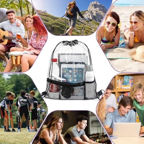 2 Pack Clear Drawstring Bags, Waterproof Drawstring Backpack PVC Transparent Drawstring Bags for Stadium Colleges Sport Event Work Concert Stadium Approved2