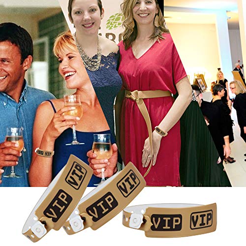 Wristall VIP Plastic Wristbands for Event - Party Wristbands Vinyl Band for Club (Gold, 200) - Thumbnail 7