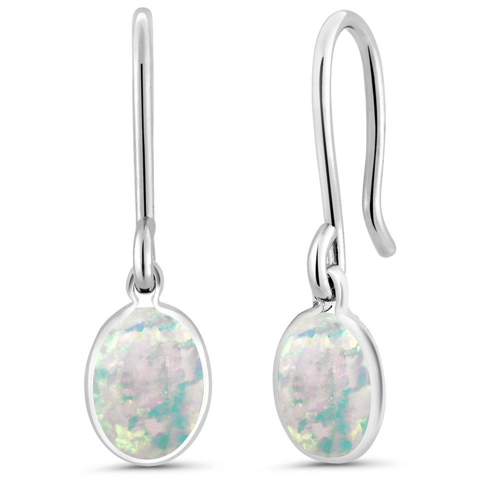 Gem Stone King Gemstone Birthstone French Wire Dangle Earrings For Women | 925 Sterling Silver | Oval 7X5MM | Fine Jewelry for Her Mom Wife