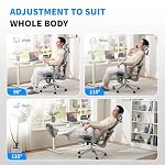 Mesh Ergonomic Office Chair with Footrest,High Back Mesh Gaming Chair with Lumbar Support,Adjustable Headrest and Armrests for Home Office Desk Chair (Modern, Grey) - Image 5