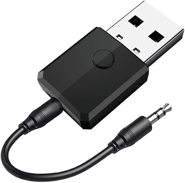 Isobel USB Bluetooth 5.0 Transmitter Receiver, 4-in-1 Mini Wireless Audio Adapter, 3.5mm Bluetooth AUX Adapter for TV PC Headphones Speakers Car / Home Stereo System, USB Power Supply