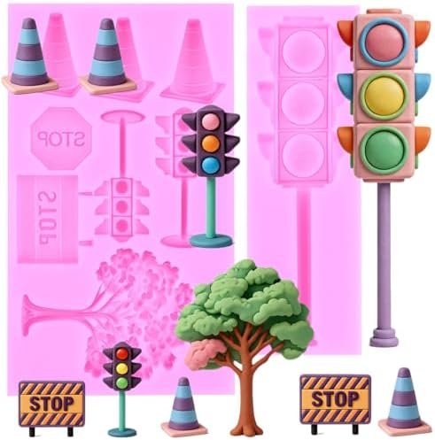 Amazon.com: Mujiang Traffic Road Silicone Mold Traffic Light Fondant ...