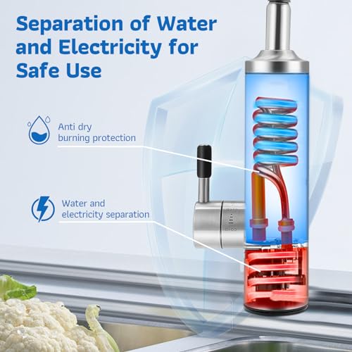 Sofortiger Elektrischer Warmwasserhahn mit LED-Digitalanzeige/720°-Drehung/Touch-Temperatureinstellung/mit Universalschlauch, Wasserhahn-Warmwasserbereiter für Bad und Küche