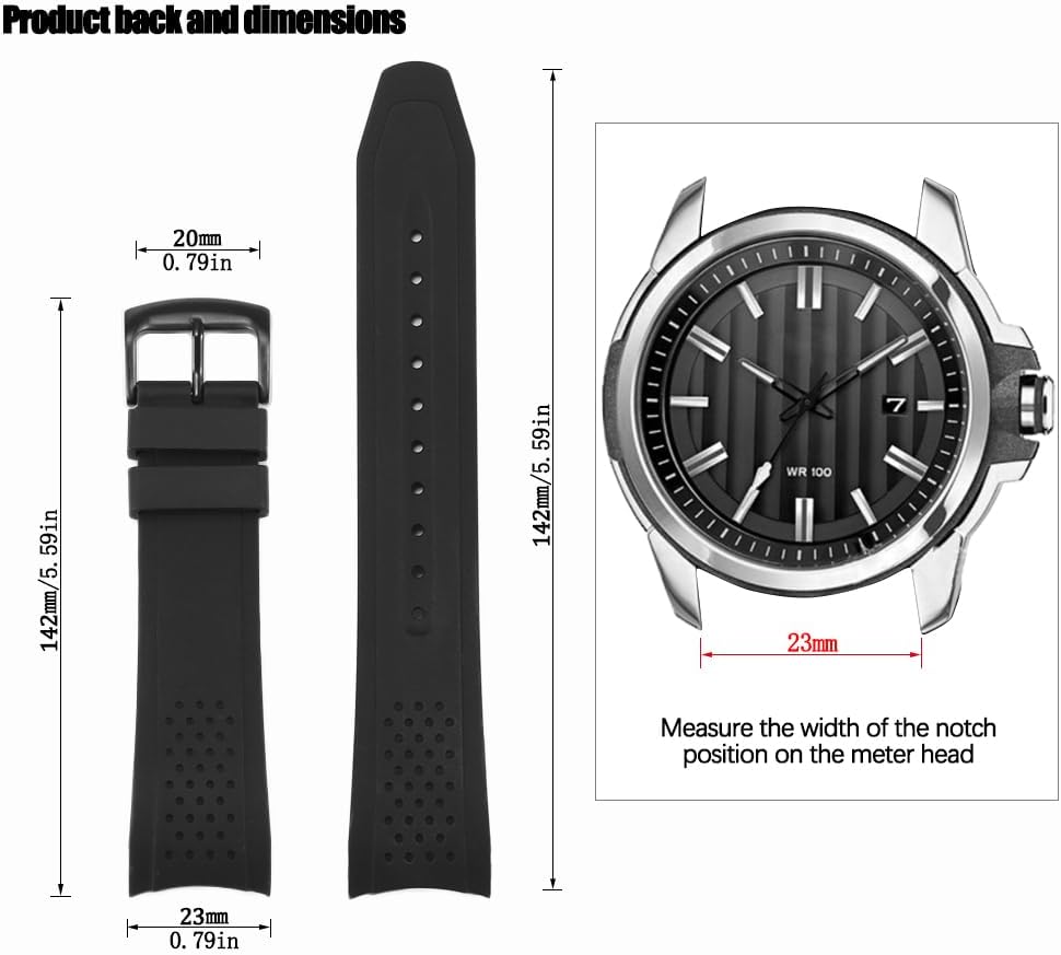 23mm Silicone Replacement Band Compatible with Citizen Men's Eco-Drive Weekender Strap AW1150-07E AW1158-05L Blue Rubber Curved End Diver Bracelet