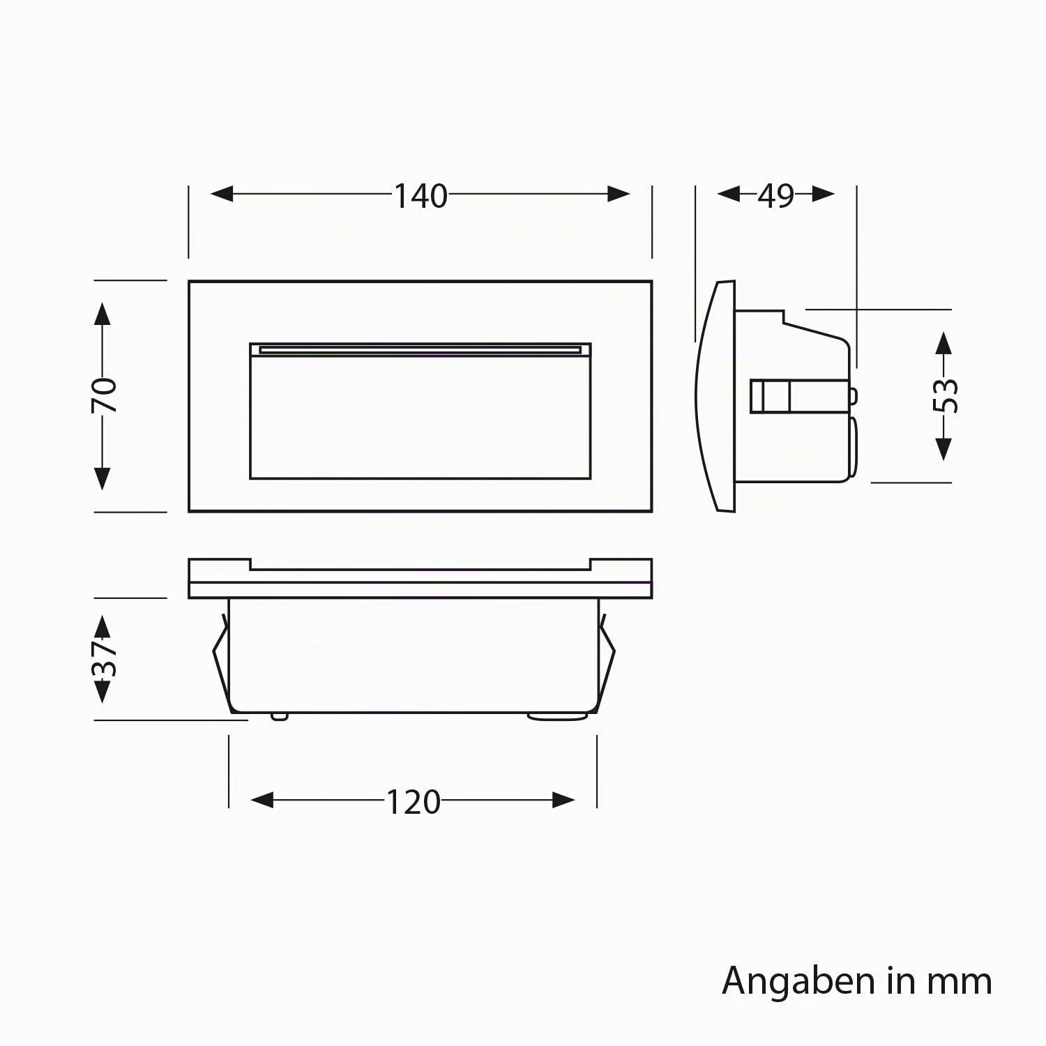 ledscom.de 4x LED Wandeinbauleuchte ZIBAL, Downlight für außen, IP65, schwarz matt, 140 x 70mm, 3,3 W, 209lm, warmweiß