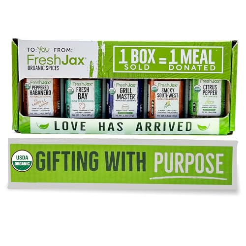 FreshJax Grill Seasoning Gift Set | 5 Sampler Sized Organic Grilling Spices | Grilling Christmas Gifts for Men | BBQ Grill Spices and Seasoning Sets Packed in a Giftable Box