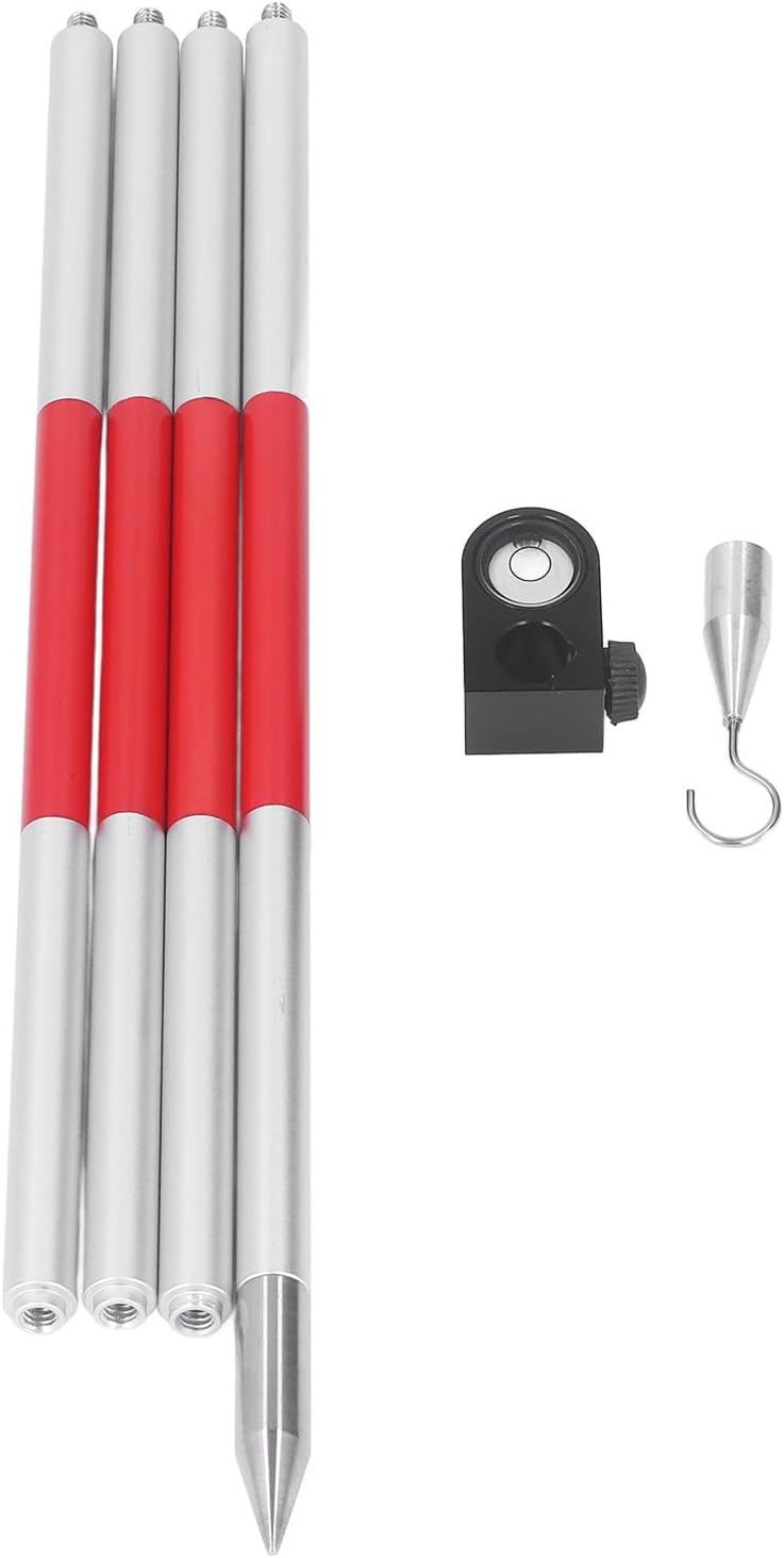 Total Station Surveying Rod, Aluminum Alloy with Level Bubble for Tunnels, Subways, Mines, Highways