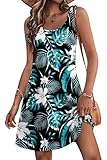 LUXVEER Womens Summer Hawaiian Dresses 2025 Floral Casual Loose Tropical Boho Dress Scoopneck Sleeveless Sundresses Beach Vacation Swimsuit Coverup