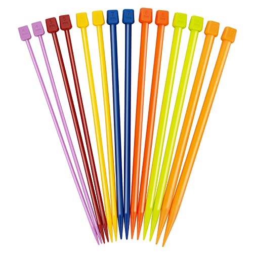 14 Pièces Aiguille a Tricoter 25 cm de Long Aiguille à Tricoter Aiguille à Tricoter à la Main en Plastique Coloré pour Faire des Echarpes Châle Pull (Zufällige Farbe) Cover