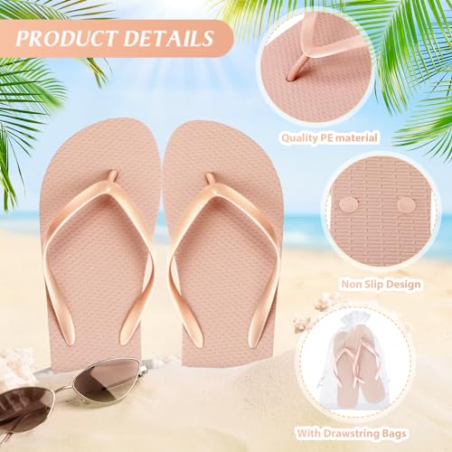 Image of Unittype Flip Flops Bulk for Wedding Guest Slippers Wedding Flip Flops with Cards Bags for Pool Beach Party