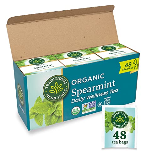 Traditional Medicinals Tea, Organic Spearmint, Supports Everyday Wellness, Healthy & Refreshing, 96 Tea Bags (6 Pack) : Spear Mint Tea : Everything Else