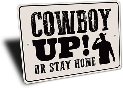 Miniatura 3 de Cowboy Up! Or Stay Home, Horse Rider Sign, Barn Decor, Cowboy Boots, Old Western, Country Life Aluminum Sign - 8" x 12"
