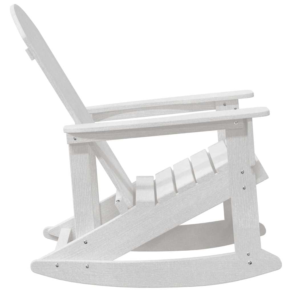 Chaise Adirondack à Bascule, Fauteuil de Jardin en HDPE, Rocking Chair extérieur avec Dossier incliné et Larges accoudoirs, Blanc, 92 x 73,5 x 92 cm
