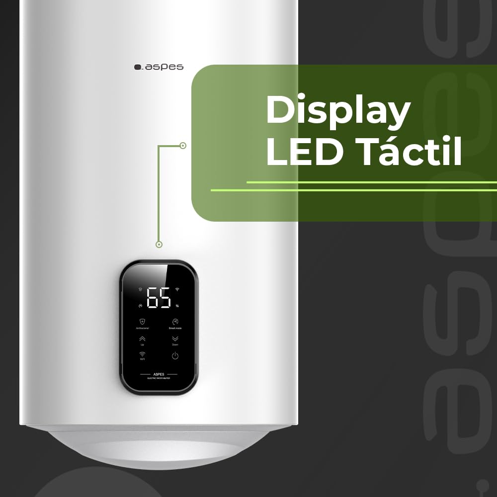 Aspes Termo Eléctrico 30 Litros, AT3000SDW. 1500W, Kit de Montaje Incluido, Resistencia de Acero Esmaltado, Termostato Digital, Temperatura Máx 93 º, Blanco, Eficiencia Energética Clase B