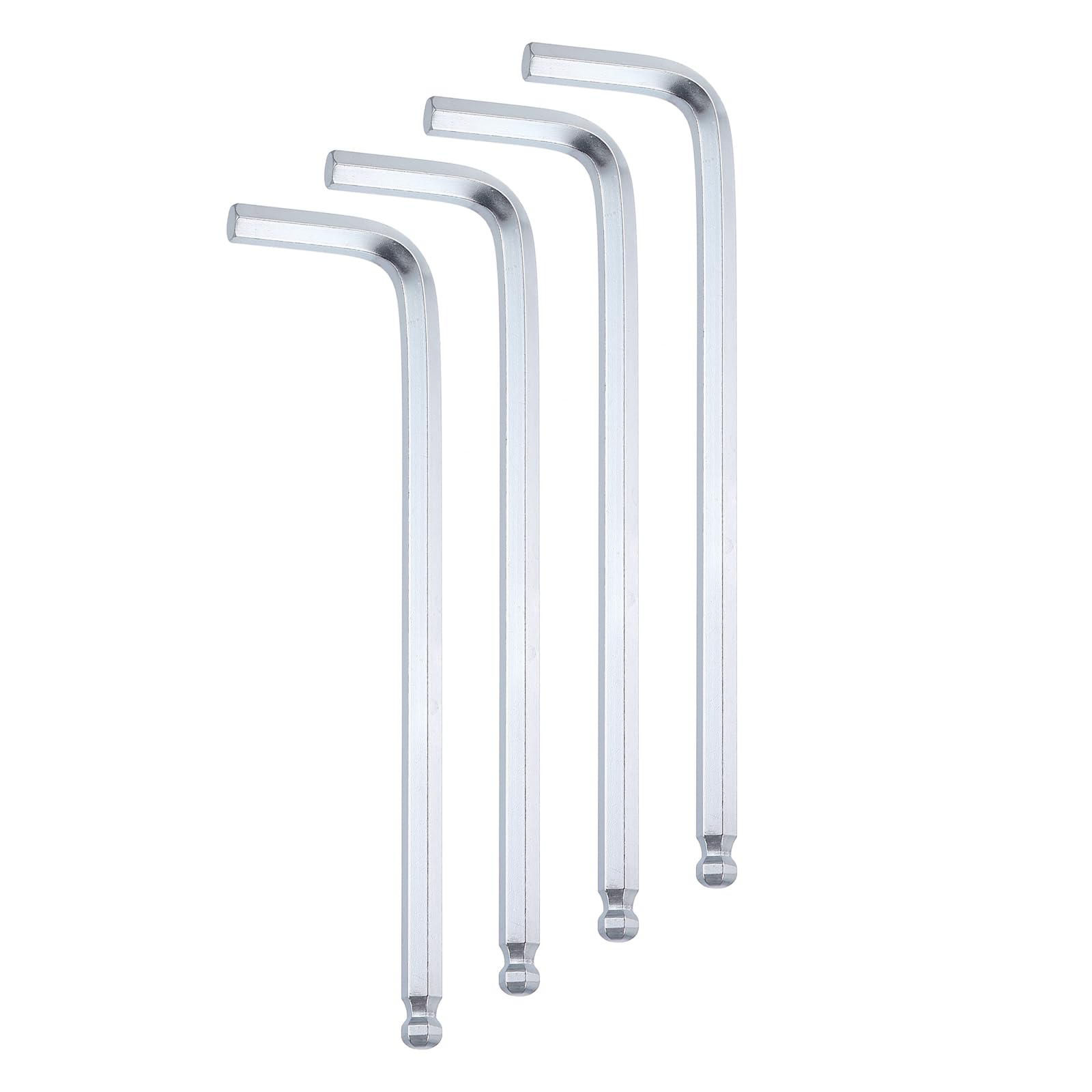 sourcing map 4pcs Ball End Hex Key Wrench 6mm Metric Chrome-Vanadium Steel L-Shape Hexagon Wrenches Repairing Tool for Home Bike Motorcycle Repair, Silver