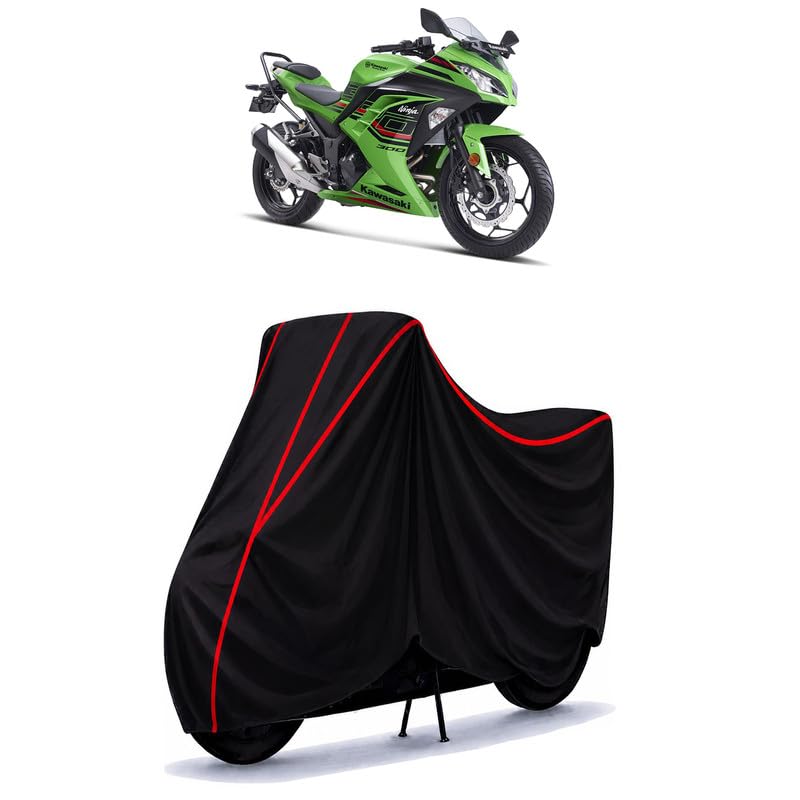 Image of Ninja 300 Water Resistant Bike Cover for All Motorcycles & Rain | Heavy Duty Taffeta Fabric | UV Protection, Dustproof, Scratchproof | All Weather Two Wheeler Body Cover with Elastic Bottom