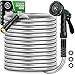 Amayrose Garden Hose with 10-Function Nozzle, Leak-proof Metal Connector Hose, No Knots, Kink-Free, Lighter, Anti-Pets, Wear-Resistant, 3/4 GHT, Water Hose for Garden, Yard, Outdoor(75 FT)