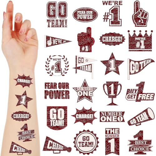 Landhoow Maroon 240 Pcs School Spirit Tattoos Football Spirit Item